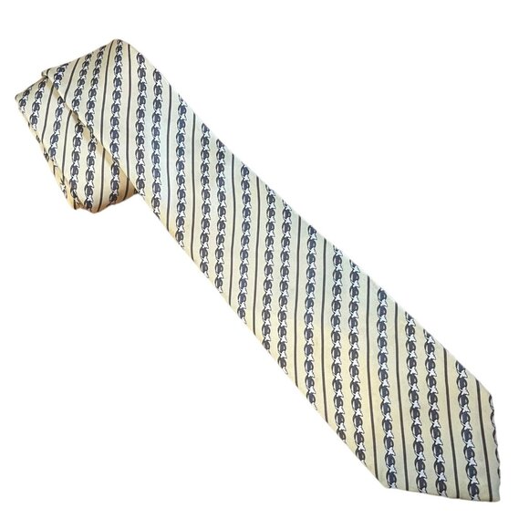 Christian Dior Yellow Silk Patterned Tie - Picture 1 of 6